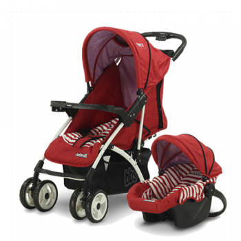 COCHE BEBE PASEO CUNA BUTACA BEBESIT ONYX 1305TSB ROJO BLANCO