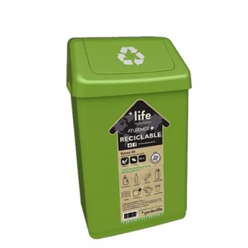 CESTO RECTANGULAR VERDE GARDENLIFE H2250 50L RECICLAJE