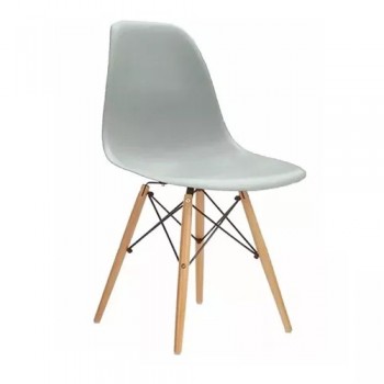 SILLA MONOCASCO EAMES GRIS PATAS DE MADERA