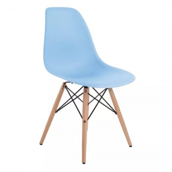 SILLA MONOCASCO EAMES CELESTE PATAS DE MADERA