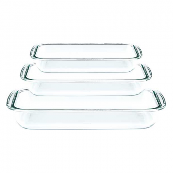 JUEGO DE 3 ASADERAS RECTANGULAR VIDRIO LAURY BAZAR