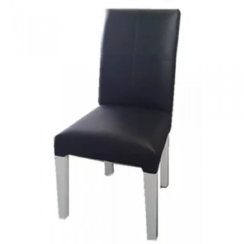 SILLA MADERA TAPIZADA ECOCUERO NEGRO LIVING COMEDOR