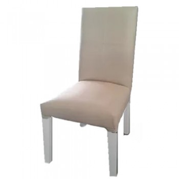SILLA MADERA TAPIZADA ECOCUERO BEIGE LIVING COMEDOR