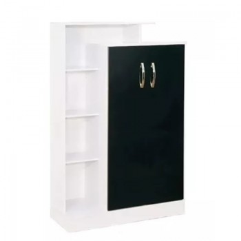 MUEBLE MULTIFUNCION 2 PUERTAS 3 ESTANTES BLANCO NEGRO