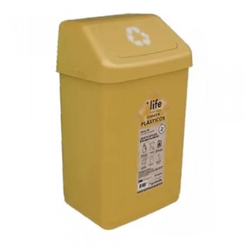 CESTO RECTANGULAR TAPA VAIVEN BEIGE GARDENLIFE 50L RECICLAJE