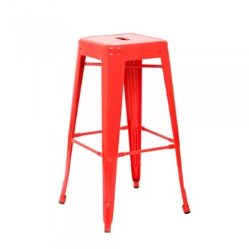 BANQUETA METALICA TOLIX ALTA TABURETE ACERO PINTADO ROJO