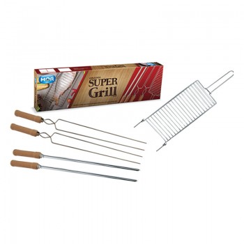 JUEGO DE PARRILLA SUPER GRILL CON 4 PINCHES MOR