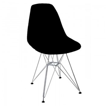SILLA EAMES MONOCASCO PLASTICO NEGRO PATAS DE METAL CROMADO