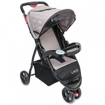 COCHE BEBE LOVE 169 DE 3 RUEDAS CIERRE A 1 BOTON GRIS