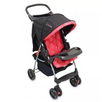 COCHE RIDER LOVE 220 BEBE NEGRO ROSA PLEGABLE