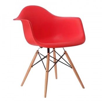 SILLON EAMES MADERA PLASTICO ROJO