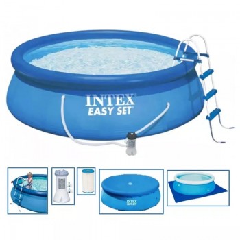 PILETA INFLABLE EASY SET INTEX BOMBA ESC COBERTOR 457X122