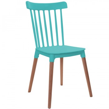 SILLA GARDEN LIFE WINDSOR POLIPROPILENO VERDE PATAS MADERA