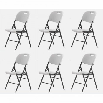COMBO DE 6 SILLAS TM PICNIC PLEGABLE PLASTICA CAŅO BLANCA