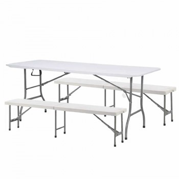 COMBO MESA PLASTICA PLEGABLE 180 + 2 BANCOS 183 TM