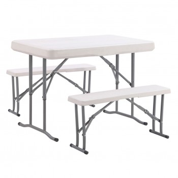 COMBO MESA PLEGABLE DE 105 CM + 2 BANCOS TM