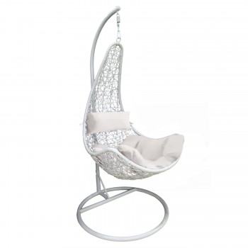 SILLON HAMACA COLGANTE SIMIL RATTAN BLANCO