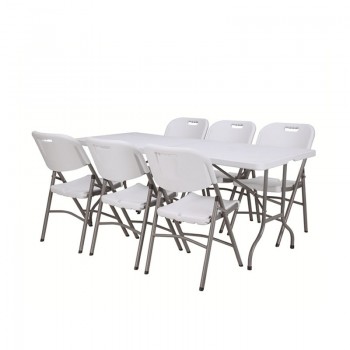 COMBO MESA 180CM + 6 SILLAS PLEGABLES CATERING