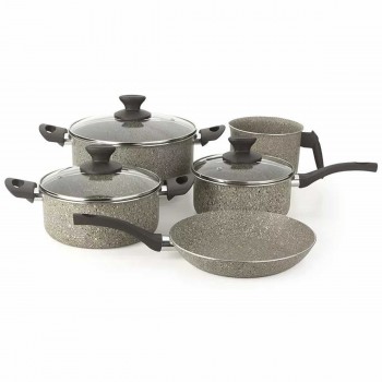 BATERÍA DE COCINA MULTIFLON SET 5 PIEZAS MINERAL ALUMINIO