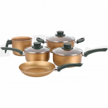 BATERÍA DE COCINA MULTIFLON SET 5 PIEZAS GOLD ALUMINIO