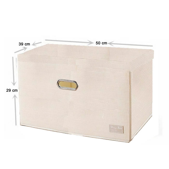 Caja Organizador Plegable Con Tapa 50x40 Beige - Tio Musa