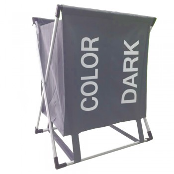 CESTO DE ROPA SUCIA PLEGABLE 2 DIVISIONES GRIS