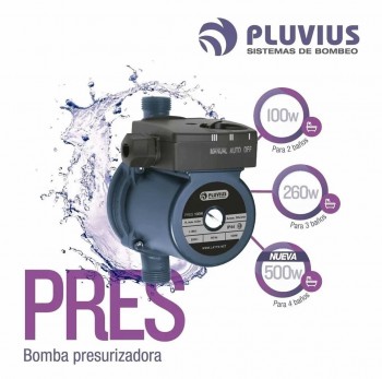 BOMBA PRESURIZADORA AUTOMÁTICA PLUVIUS PRES100 100W 2 BAÑOS