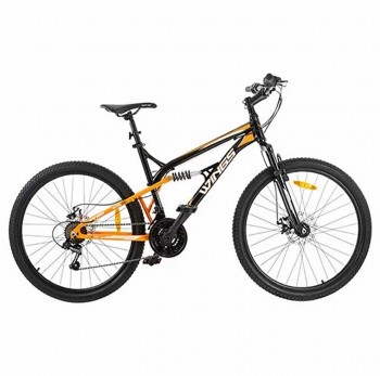 BICICLETA MOUNTAIN BIKE WINGS GM18 NEGRO AMARILLA RODADO 26