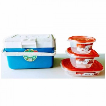 COMBO ESCOLAR LUNCHERA GARDEN LIFE AZUL 3 TUPPERS RUBBERMAID