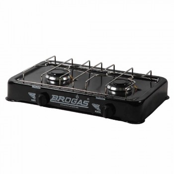 ANAFE DE 2 HORNALLAS BROGAS 8202 NEGRO DE GAS ENVASADO Y TERMOCUPLA