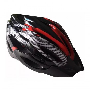 CASCO BICICLETA CON VISERA VENTILACION NEGRO ROJO