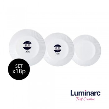 JUEGO VAJILLA 18 PIEZAS LUMINARC HARENA BLANCO