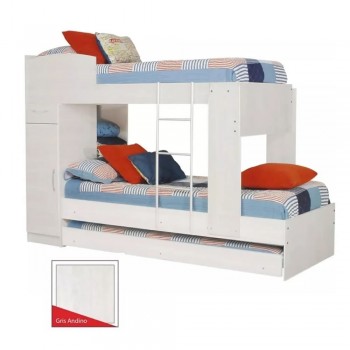 CAMA CUCHETA TRIPLE 1 PLAZA PLATINUM 954 GRIS ANDINO