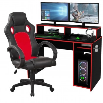 ESCRITORIO GAMER CENTRO ESTANT EG1R Y SILLA TM OC053