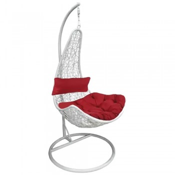 SILLON HAMACA NIDO COLGANTE SIMIL RATTAN BLANCO ROJO