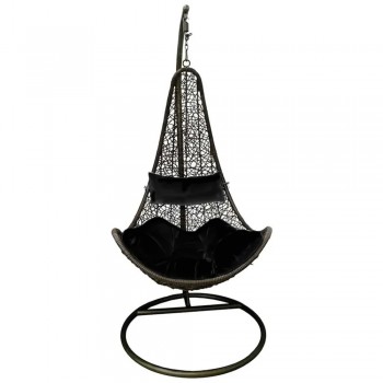 SILLON HAMACA COLGANTE SIMIL RATTAN MARRON NEGRO