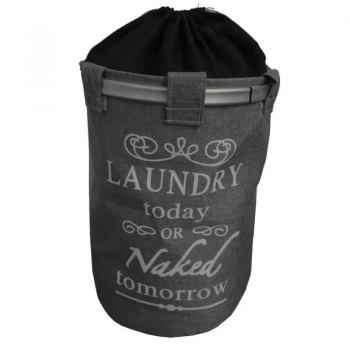 CESTO LAUNDRY PLEGABLE TM GRIS ROPA SUCIA LIMPIA