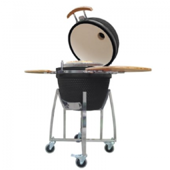 PARRILLA KAMADO DE 18 PULGADAS HORNO CERÁMICO NEGRO CON BASE A CARBÓN