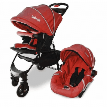 COCHECITO TRAVEL SYSTEM BEBESIT AMIS 1385 TS/B ROJO CON HUEVITO