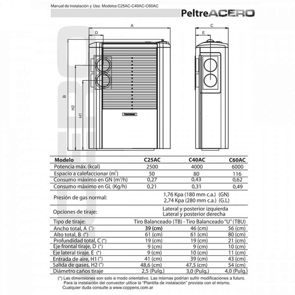 Calefactor TBU Coppens Izquierdo 2500 - Tio Musa