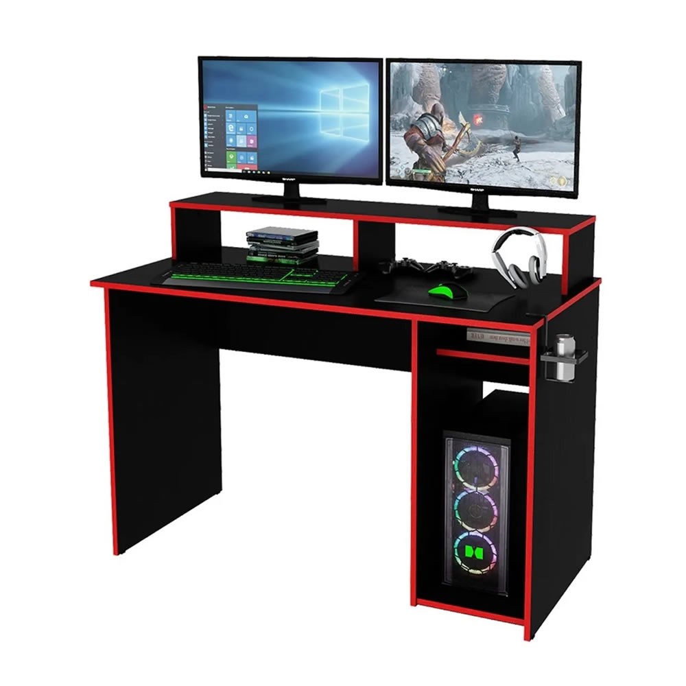 Escritorio Gamer Centro Estant Eg1r Negro y Rojo - Tio Musa